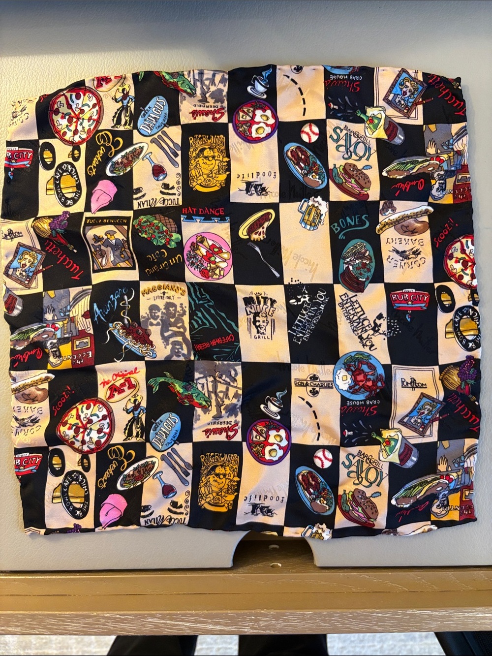 Nicole Miller Vintage Restaurant Themed Pocket Square